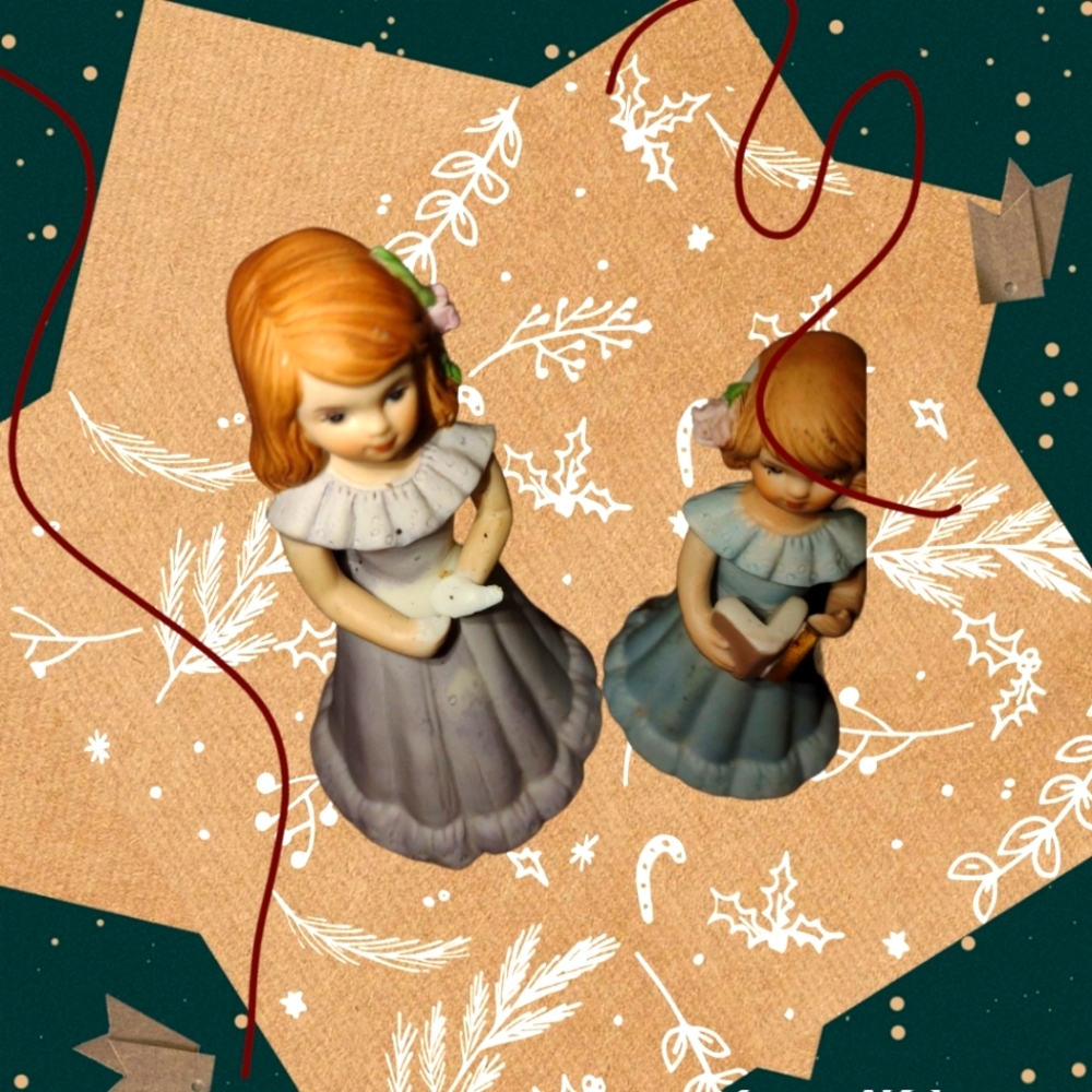 Two Beautiful Growning Up ceramic Birthday dolls~age 10 and age 4